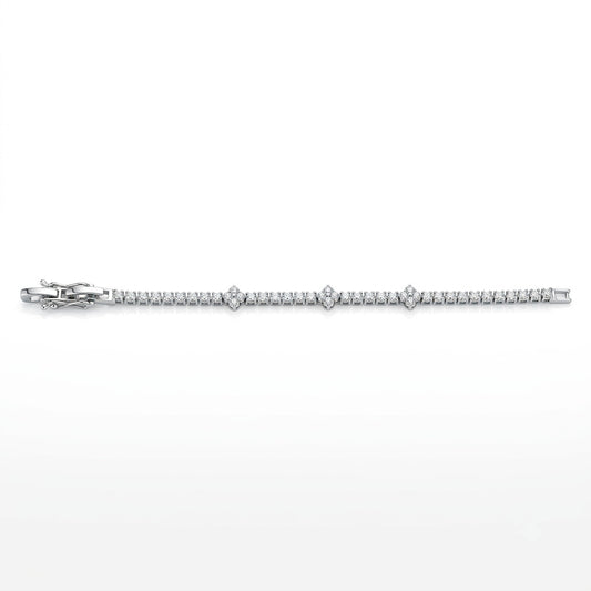 Pavé Diamond Star Cluster Station Tennis Bracelet - View 1 | ANUSI 18K Gold Jewelry