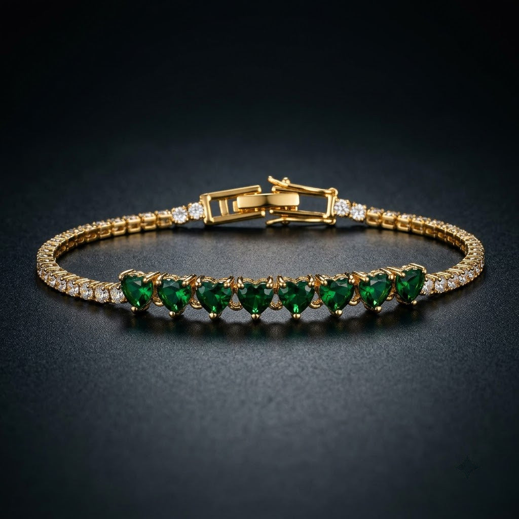 Emerald Princess-Cut Center Bar Diamond Tennis Bracelet - View 7 | ANUSI 18K Gold Jewelry