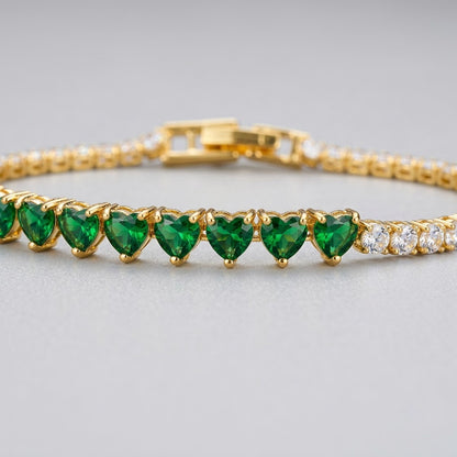 Emerald Princess-Cut Center Bar Diamond Tennis Bracelet - View 3 | ANUSI 18K Gold Jewelry