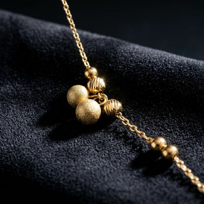 Petite Double Jingle Bell Sphere Charm Beaded Bracelet - View 6 | ANUSI 18K Gold Jewelry