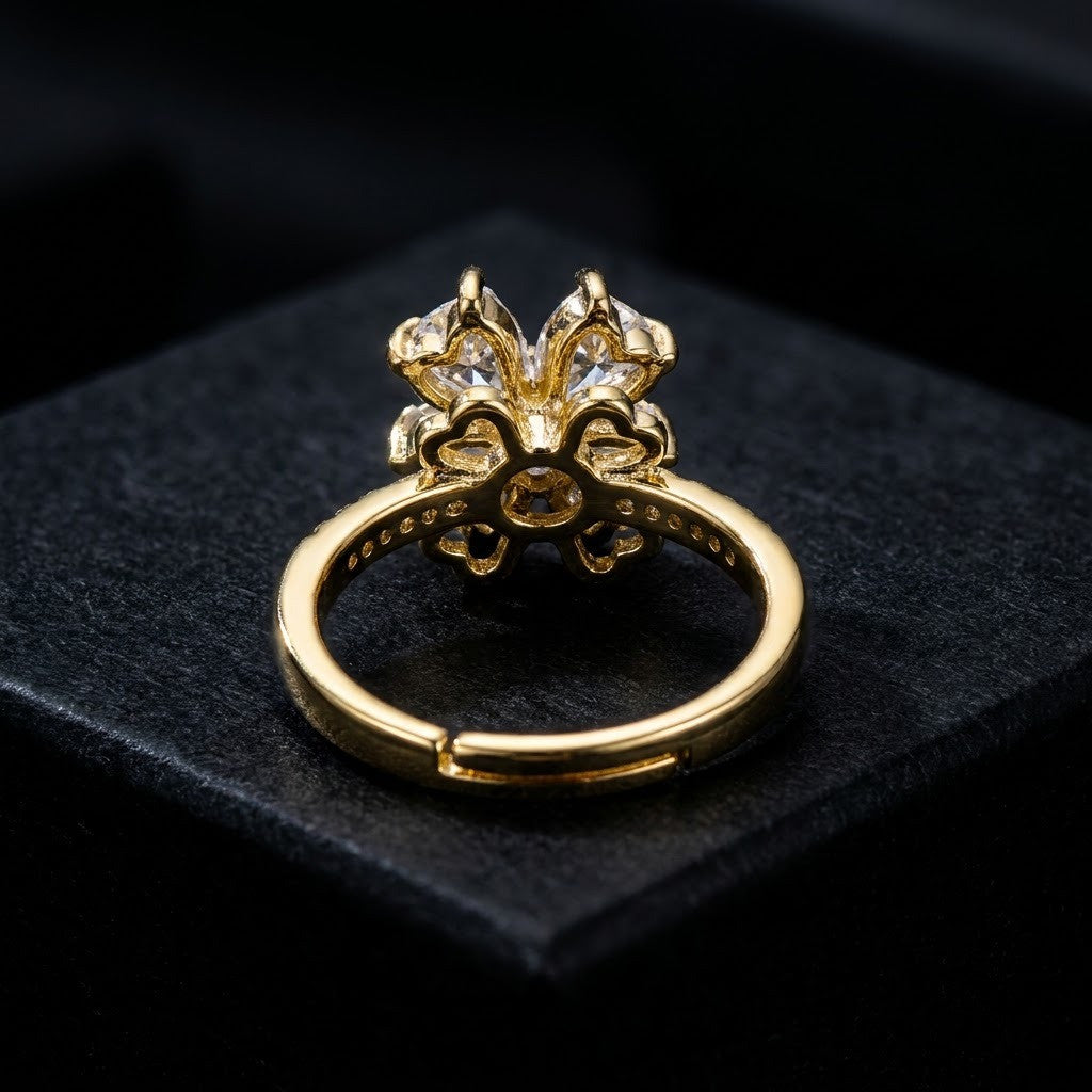 Sparkling Pave Crystal Blossom Spinner Adjustable Ring - View 6