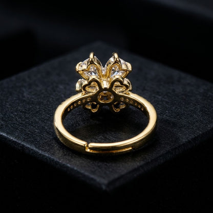 Sparkling Pave Crystal Blossom Spinner Adjustable Ring - View 6
