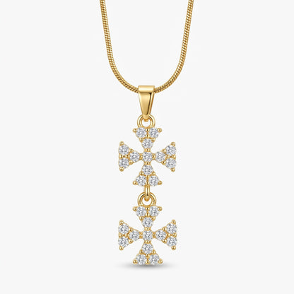 Tiered Triple Crystal Butterfly Cascading Pendant Necklace - View 7 | ANUSI 18K Gold Jewelry