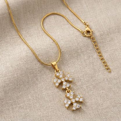 Tiered Triple Crystal Butterfly Cascading Pendant Necklace - View 8 | ANUSI 18K Gold Jewelry