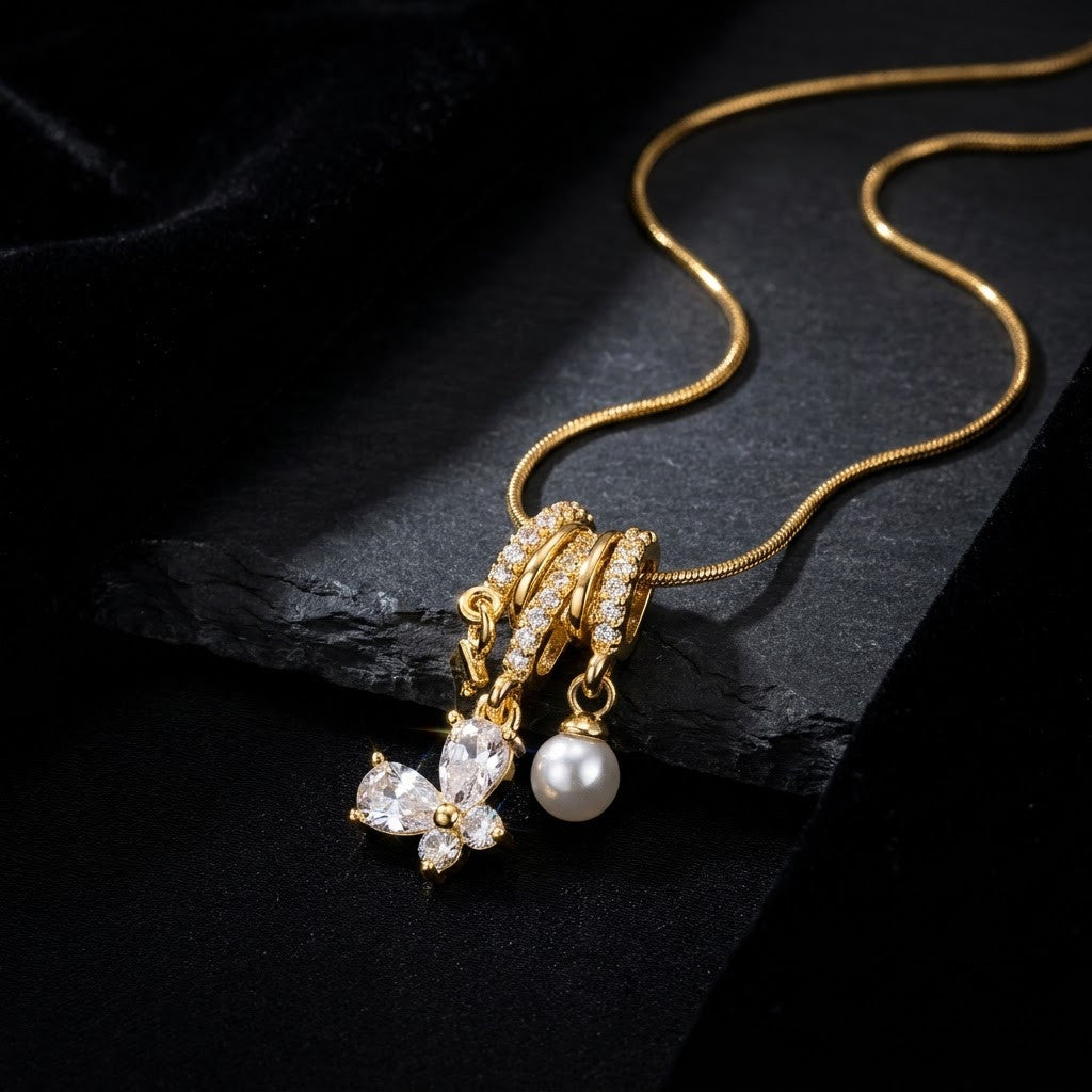 Crystal Petal Waterfall Tassel Statement Necklace - View 6 | ANUSI 18K Gold Jewelry