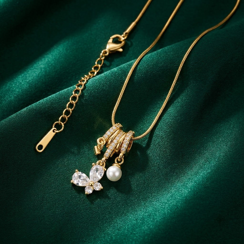 Crystal Petal Waterfall Tassel Statement Necklace - View 1 | ANUSI 18K Gold Jewelry