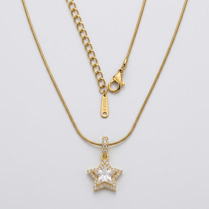 Celestial Starlight Pavé Crystal Star Pendant Necklace - View 10 | ANUSI 18K Gold Jewelry
