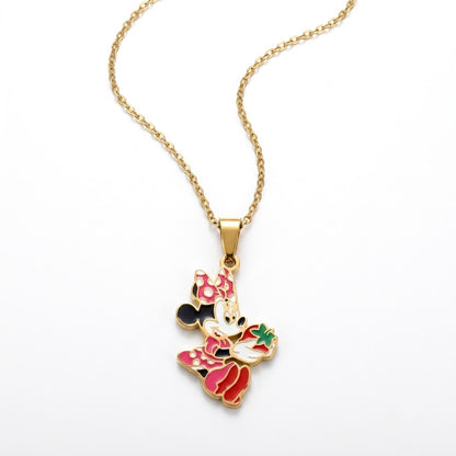 Polka-Dot Bow Cartoon Character Enamel Necklace - View 7 | ANUSI 18K Gold Jewelry
