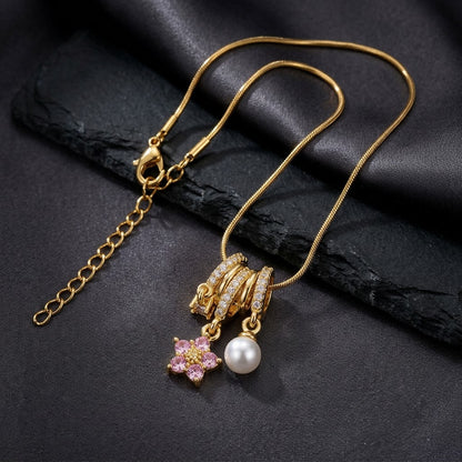 Triple Fluted Bale Pavé Star & Pearl Tassel Necklace - View 2 | ANUSI 18K Gold Jewelry