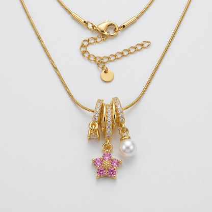 Triple Fluted Bale Pavé Star & Pearl Tassel Necklace - View 7 | ANUSI 18K Gold Jewelry