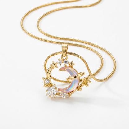 Iridescent Mother of Pearl Circle Wreath Necklace - View 7 | ANUSI 18K Gold Jewelry