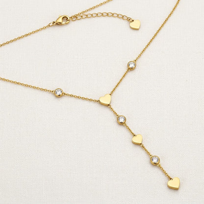 Romantic Beaded Heart Station Lariat Y-Necklace - View 7 | ANUSI 18K Gold Jewelry