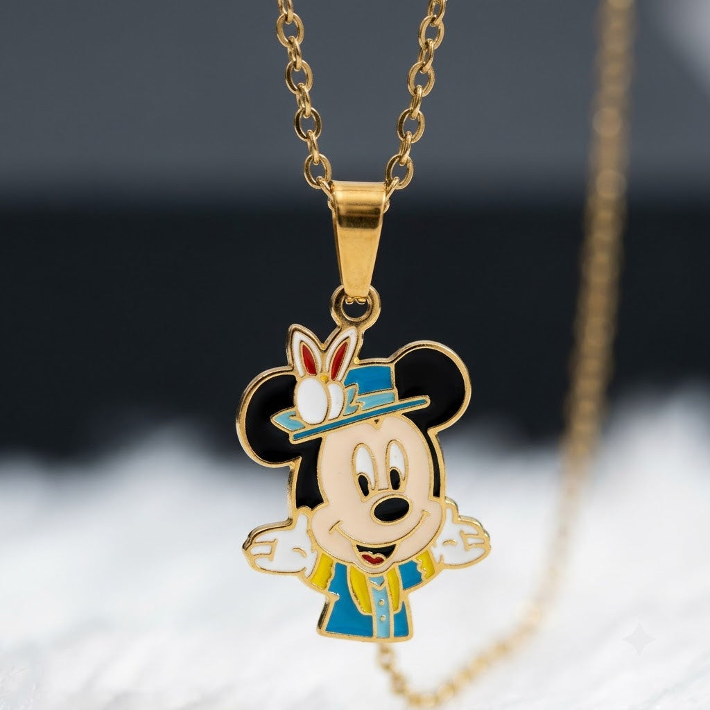 Classic Cartoon Character Whimsical Enamel Necklace - View 4 | ANUSI 18K Gold Jewelry