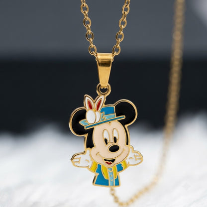Classic Cartoon Character Whimsical Enamel Necklace - View 4 | ANUSI 18K Gold Jewelry