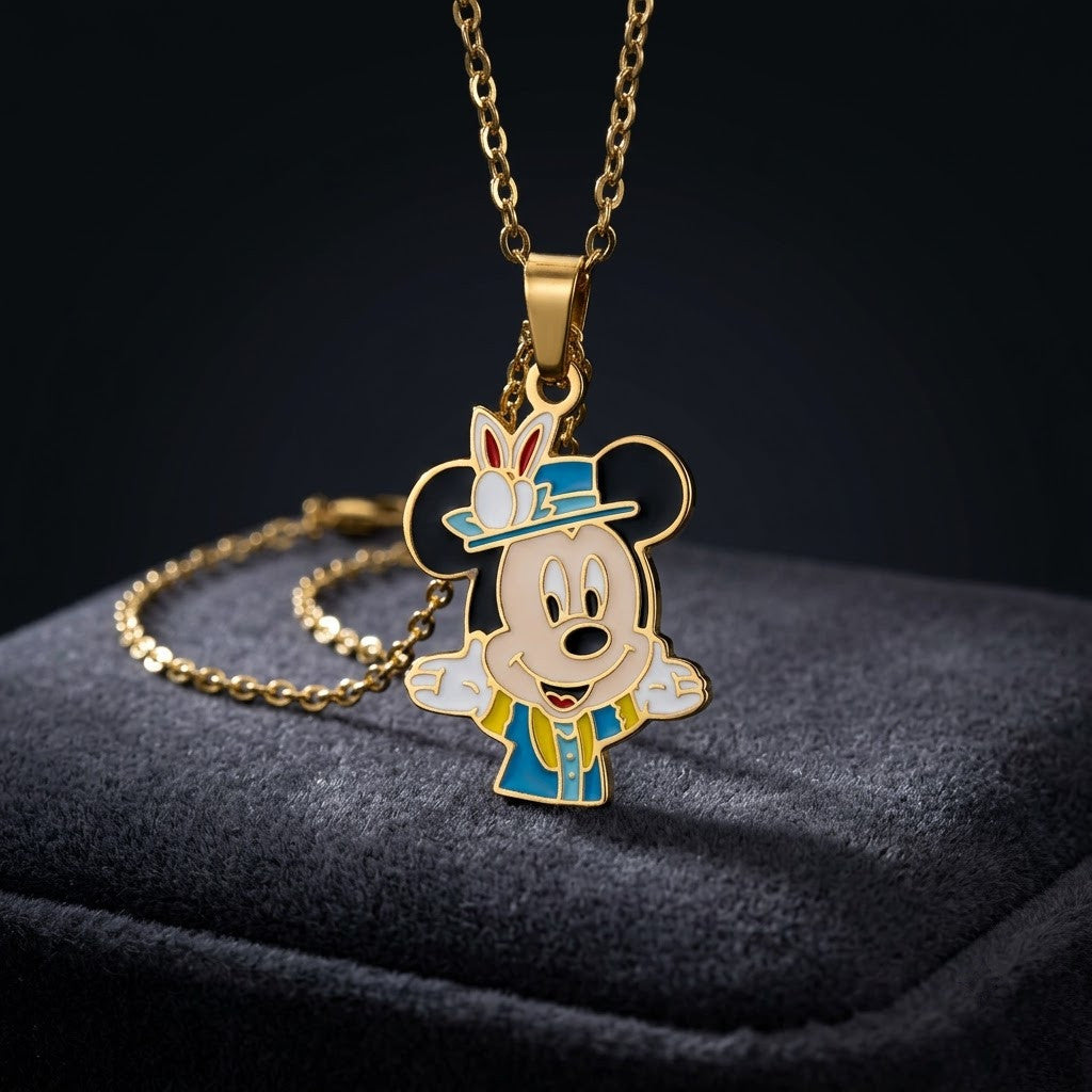 Classic Cartoon Character Whimsical Enamel Necklace - View 6 | ANUSI 18K Gold Jewelry