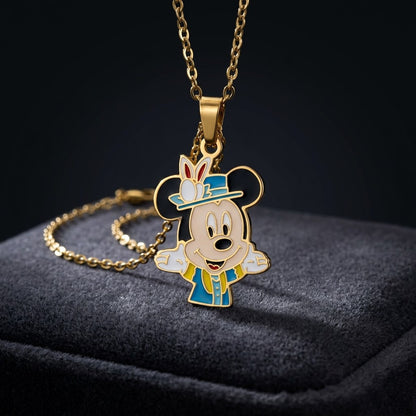 Classic Cartoon Character Whimsical Enamel Necklace - View 6 | ANUSI 18K Gold Jewelry