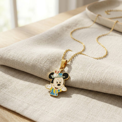 Classic Cartoon Character Whimsical Enamel Necklace - View 3 | ANUSI 18K Gold Jewelry