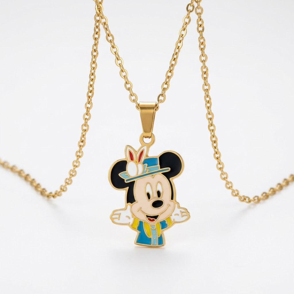Classic Cartoon Character Whimsical Enamel Necklace - View 7 | ANUSI 18K Gold Jewelry