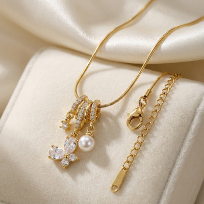 Cascading Waterfall Crystal Blossom Tassel Necklace - View 2 | ANUSI 18K Gold Jewelry