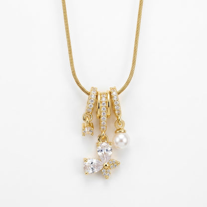 Cascading Waterfall Crystal Blossom Tassel Necklace - View 7 | ANUSI 18K Gold Jewelry