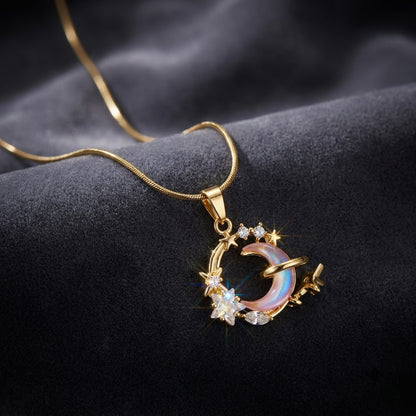 Iridescent Mother of Pearl Circle Wreath Necklace - View 2 | ANUSI 18K Gold Jewelry