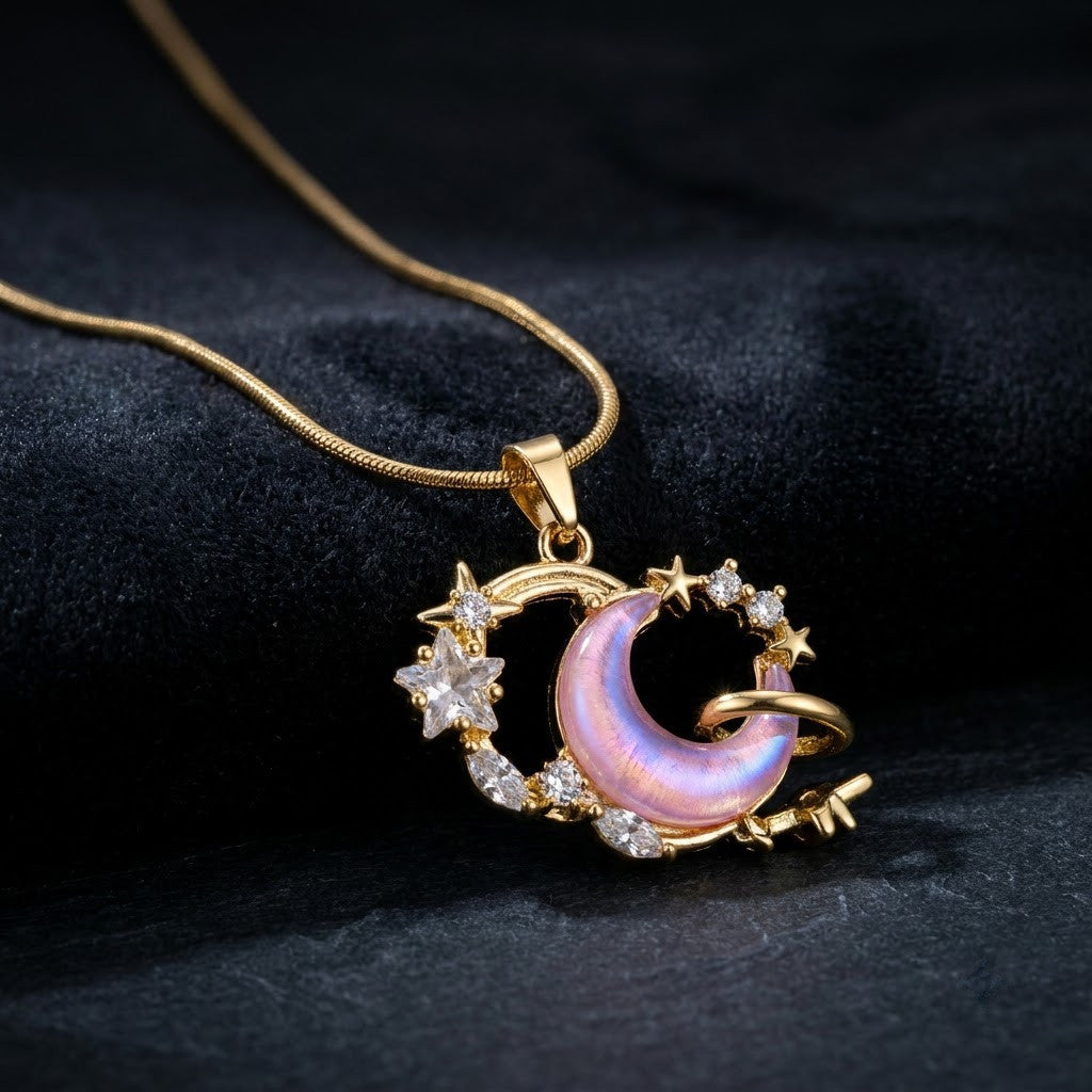 Iridescent Mother of Pearl Circle Wreath Necklace - View 6 | ANUSI 18K Gold Jewelry