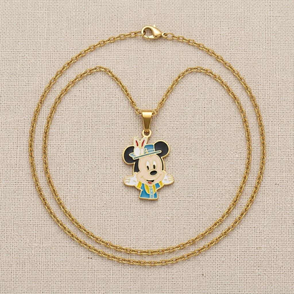 Classic Cartoon Character Whimsical Enamel Necklace - View 8 | ANUSI 18K Gold Jewelry