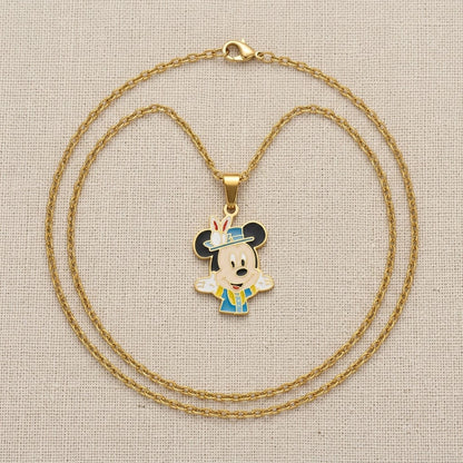 Classic Cartoon Character Whimsical Enamel Necklace - View 8 | ANUSI 18K Gold Jewelry