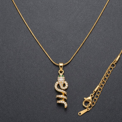 Coiled Serpent Pavé Crystal Snake Pendant Necklace - View 8 | ANUSI 18K Gold Jewelry