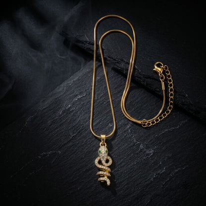 Coiled Serpent Pavé Crystal Snake Pendant Necklace - View 6 | ANUSI 18K Gold Jewelry