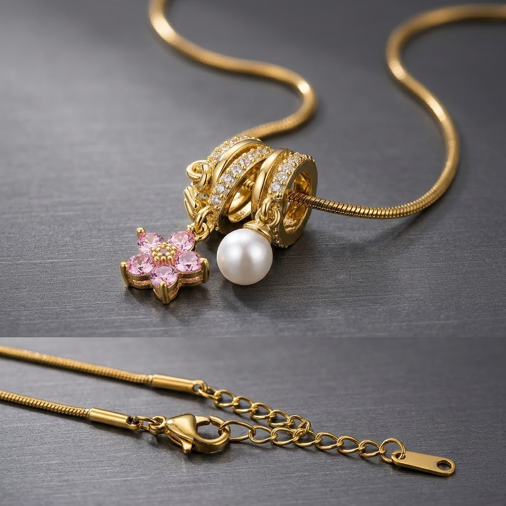 Imperial Golden Dragon & Freshwater Pearl Cluster Necklace - View 4 | ANUSI 18K Gold Jewelry
