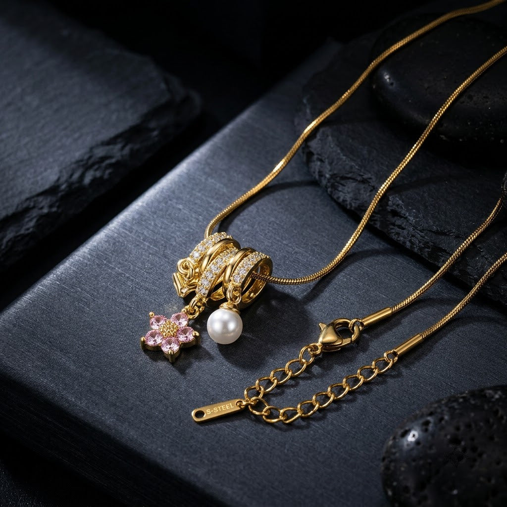 Imperial Golden Dragon & Freshwater Pearl Cluster Necklace - View 6 | ANUSI 18K Gold Jewelry