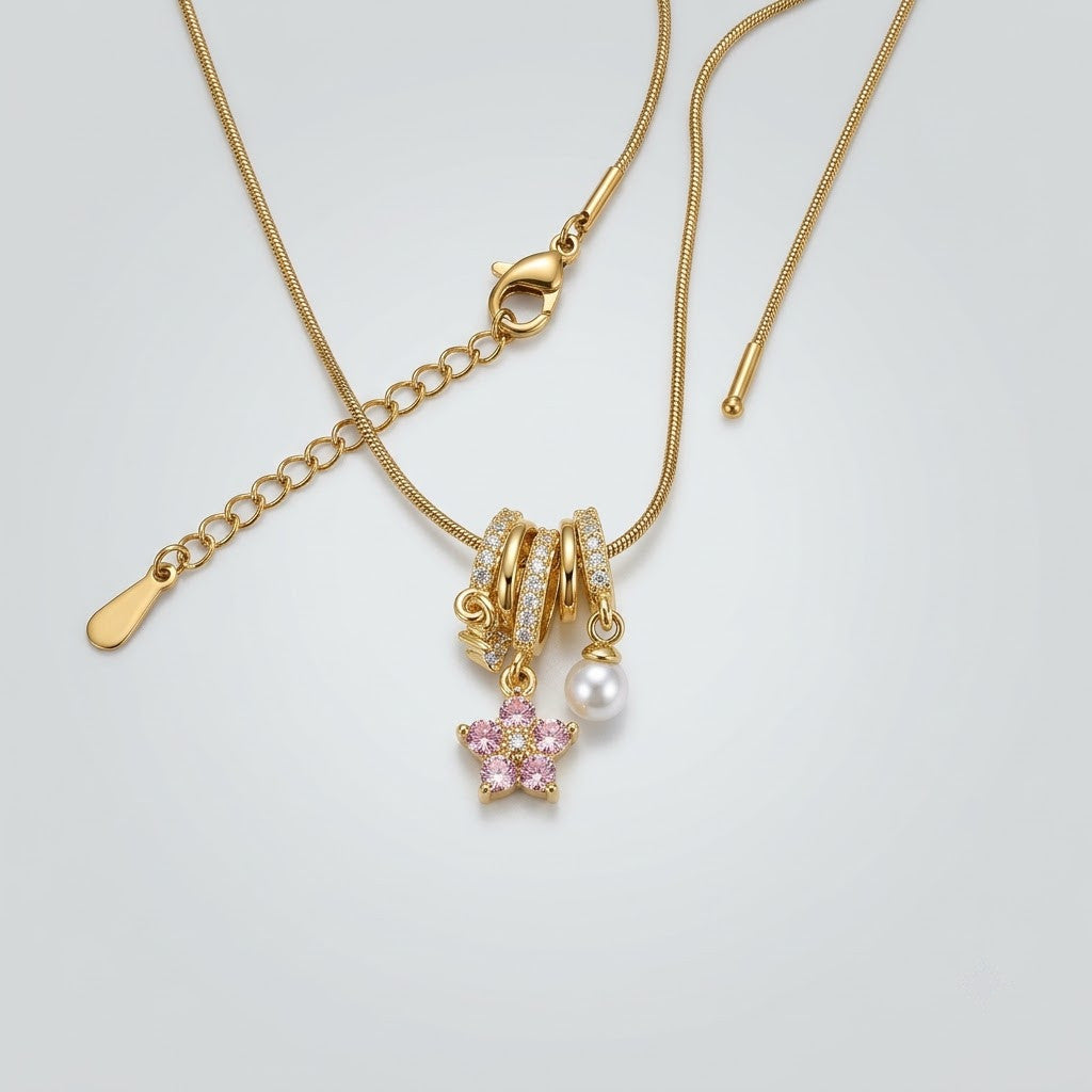 Imperial Golden Dragon & Freshwater Pearl Cluster Necklace - View 7 | ANUSI 18K Gold Jewelry
