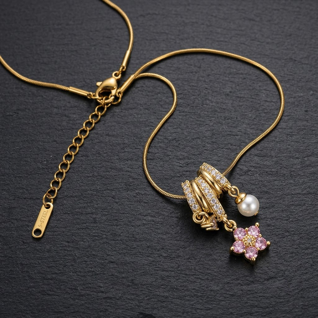 Imperial Golden Dragon & Freshwater Pearl Cluster Necklace - View 8 | ANUSI 18K Gold Jewelry