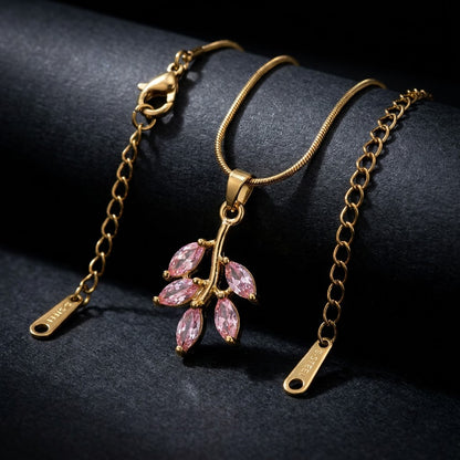 Marquise Blush Pink Blossom Crystal Cluster Necklace - View 6 | ANUSI 18K Gold Jewelry