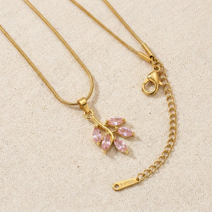 Marquise Blush Pink Blossom Crystal Cluster Necklace - View 8 | ANUSI 18K Gold Jewelry