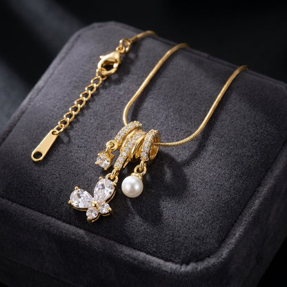 Cascading Waterfall Crystal Blossom Tassel Necklace - View 1 | ANUSI 18K Gold Jewelry
