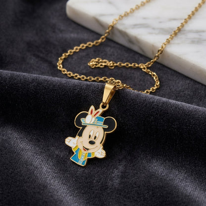 Classic Cartoon Character Whimsical Enamel Necklace - View 1 | ANUSI 18K Gold Jewelry
